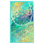 Glas in lood sneeuwvlok kleurrijk blauwgroen roze  klein cadeauzakje (Achterkant)