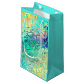 Glas in lood sneeuwvlok kleurrijk blauwgroen roze  klein cadeauzakje (Voorkant Gekanteld)