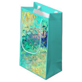 Glas in lood sneeuwvlok kleurrijk blauwgroen roze  klein cadeauzakje (Achterkant Gekanteld)