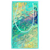 Glas in lood sneeuwvlok kleurrijk blauwgroen roze  klein cadeauzakje (Voorkant)