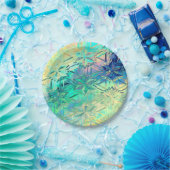 Glas in lood sneeuwvlok kleurrijk blauwgroen roze papieren bordje (Feest)