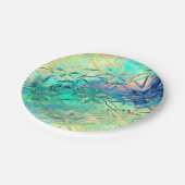 Glas in lood sneeuwvlok kleurrijk blauwgroen roze papieren bordje (Gekanteld)