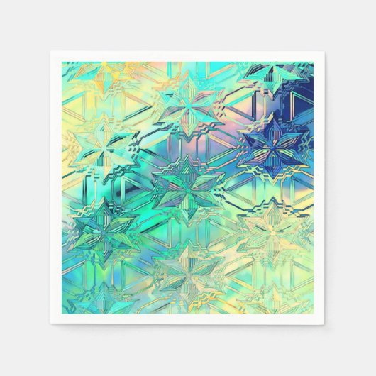 Glas in lood sneeuwvlok kleurrijke schattige paste servet (Voorkant)