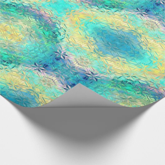 Glas in lood sneeuwvlokken kleurrijk schattig scha cadeaupapier (Hoek)