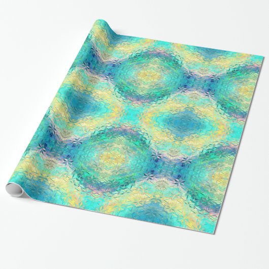 Glas in lood sneeuwvlokken kleurrijk schattig scha cadeaupapier (Uitgerold)