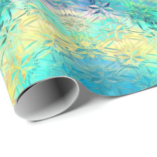 Glas in lood sneeuwvlokken kleurrijk schattig scha cadeaupapier