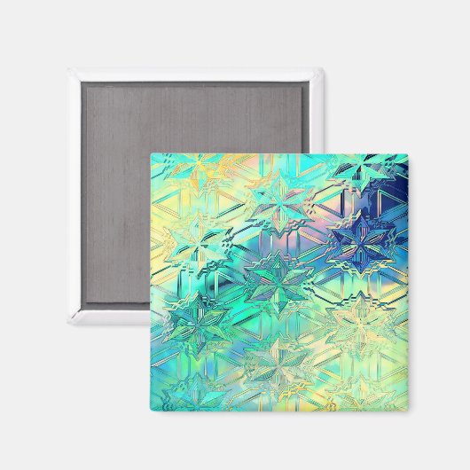 Glas in lood sneeuwvlokken kleurrijk schattig scha magneet (Voorkant / Achterkant)