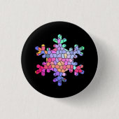 Glas in lood Snowflake Button op zwart (Voorkant)