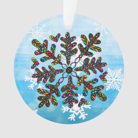 Glas in lood Snowflake Kerstmis Mandala Ornament (voorkant)