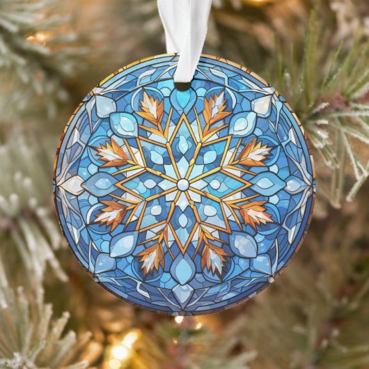 Glas in lood Snowflake kerstversiering Ornament (Boom)