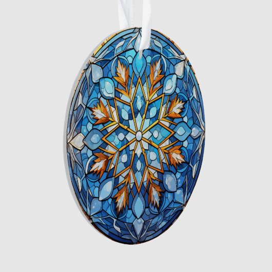 Glas in lood Snowflake kerstversiering Ornament (voorkant)