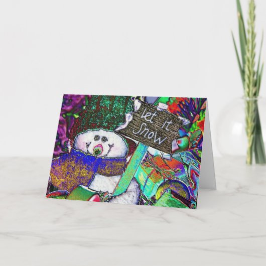 Glas in lood Snowman Feestdagen Kaart (Voorkant)