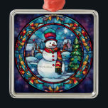 Glas in lood Snowman Ornament<br><div class="desc">gebrandschilderd glas sneeuwman ornament</div>