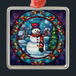 Glas in lood Snowman Ornament<br><div class="desc">gebrandschilderd glas sneeuwman ornament</div>