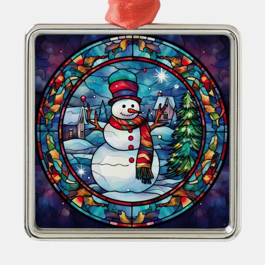 Glas in lood Snowman Ornament (Voorkant)