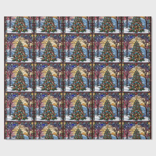 Glas in lood Solstice Tree Wrapping Papier (Vlak)