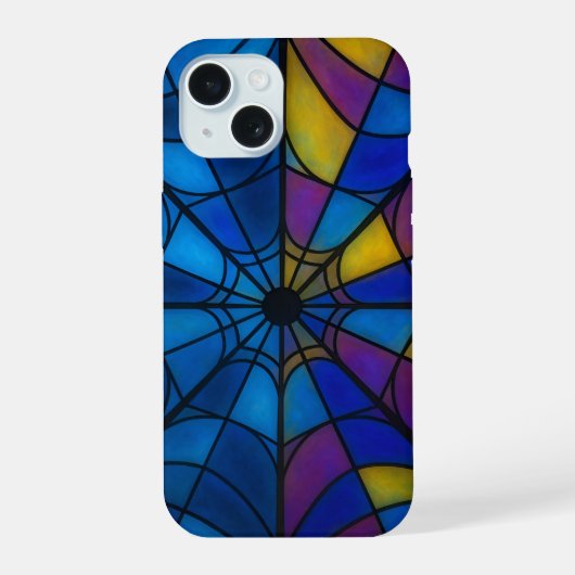 🕸️ Glas in lood Spiderweb Woensdag iPhone Case iPhone 15 Case (Achterkant)