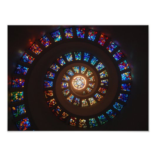 Glas in lood spiraalvenster foto afdruk (Voorkant)