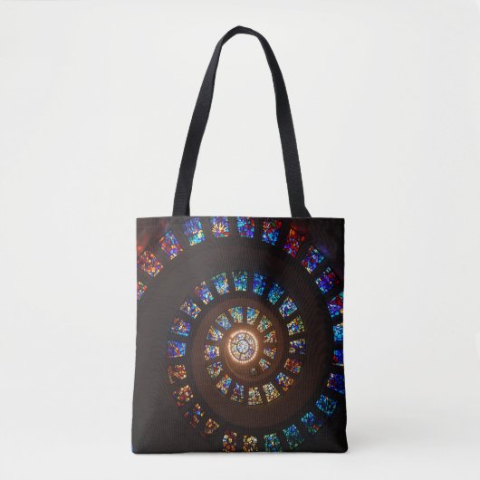 Glas in lood spiraalvenster tote bag (Voorkant)
