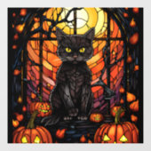 Glas in lood Spooky Black Cat Raamsticker (Vel)