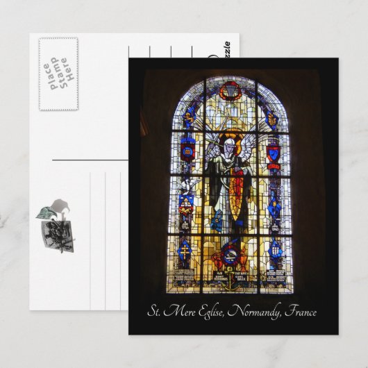 Glas in lood - St. Mere Eglise Briefkaart (Voorkant / Achterkant)
