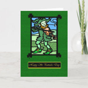 Glas in lood St. Patrick's Day Card, Saint Patric Kaart