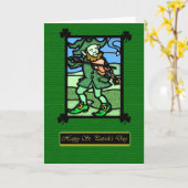 Glas in lood St. Patrick's Day kaart, Saint Patric Kaart (Gele Bloem)