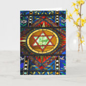 Glas-in-lood Ster van David Wenskaart Kaart (Gele Bloem)