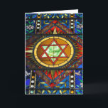 Glas-in-lood Ster van David Wenskaart Kaart<br><div class="desc">Mooie glas-in-lood Ster van David wenskaart.  Binnenkant blanco,  maar kan indien gewenst worden aangepast met uw eigen wens.</div>