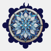 Glas in lood Stijl Abstracte Sneeuwvlok Ornament Kaart (Voorkant)