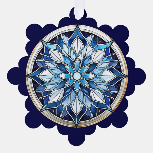 Glas in lood Stijl Abstracte Sneeuwvlok Ornament Kaart (Voorkant)