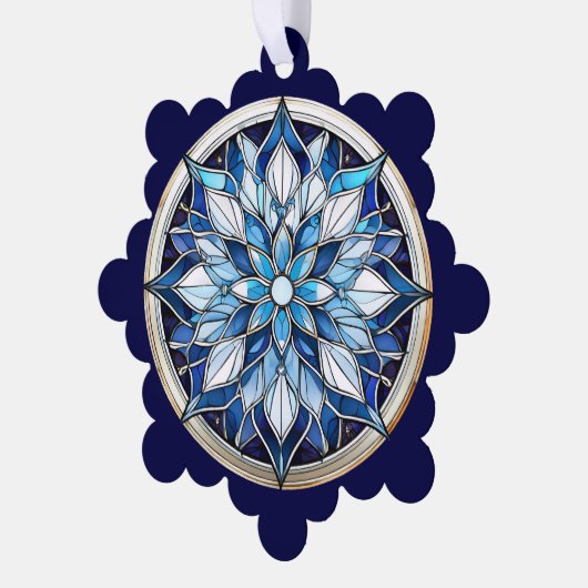 Glas in lood Stijl Abstracte Sneeuwvlok Ornament Kaart (Links)