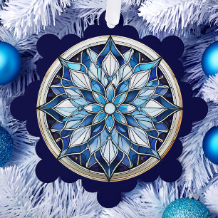 Glas-in-lood stijl Abstracte Sneeuwvlok Ornament Kaart