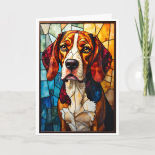 Glas-in-lood stijl Beagle jachthond hond  Kaart