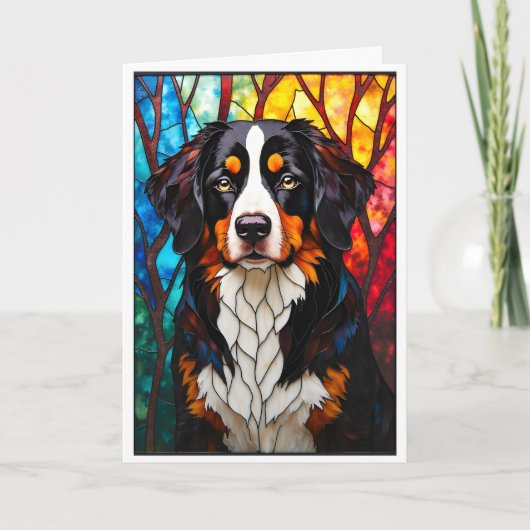 Glas-in-lood-stijl Berner Sennenhond Kaart (Voorkant)