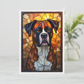 Glas-in-lood stijl Boxer Hond Kaart (Staand voorkant)
