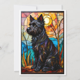Glas-in-lood stijl Cairn Terrier Hond Plat Kaart