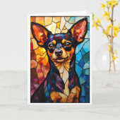Glas-in-lood stijl Chihuahua hond Kaart (Gele Bloem)