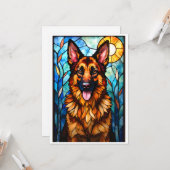 Glas-in-lood stijl Duitse Herdershond Kaart (Voorkant / Achterkant in situ)