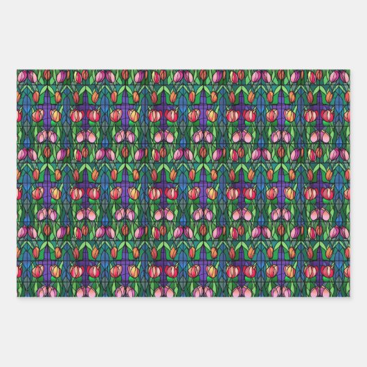 Glas in lood stijl Floral Inpakpapier Vel (Voorkant 2)