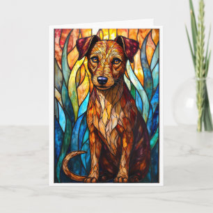 Glas-in-lood stijl gemengd ras hond kaart