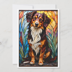 Glas-in-lood stijl gemengd ras hond plat kaart