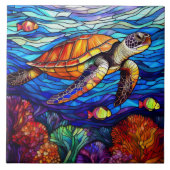 Glas in lood stijl Hawaïaanse zee schildpad Honu k Tegeltje (Voorkant)