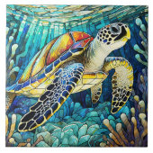 Glas in lood stijl Hawaïaanse zee schildpad Honu k Tegeltje (Voorkant)