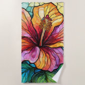 Glas in lood stijl hibiscus strandlaken (Voorkant)