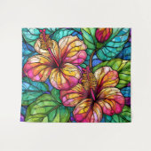 Glas in lood stijl hibiscus wandkleed (Voorkant (horizontaal))