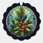 Glas in lood stijl Holly & Pine Ornament Kaart (Voorkant)