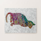 Glas in lood Stijl Kat Portret  Puzzle Legpuzzel (Horizontaal)