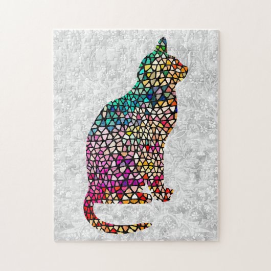 Glas in lood Stijl Kat Portret  Puzzle Legpuzzel (Verticaal)