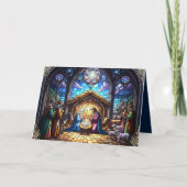 Glas in lood stijl kerststal 2 vakantie Kaart (Voorkant)